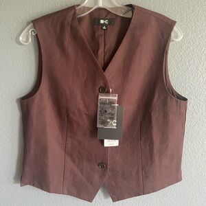 Uniqlo Brown Linen V-Neck Vest